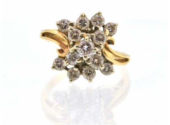 14k Gold Diamond Floral Cluster Ring (CTF10)