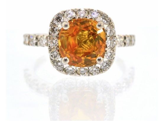 Gorgeous Yellow Sapphire & Diamond Ring (CTF10)