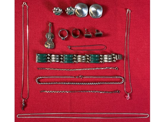Sterling Lot, Bracelets, Earrings, Necklaces (CTF10)