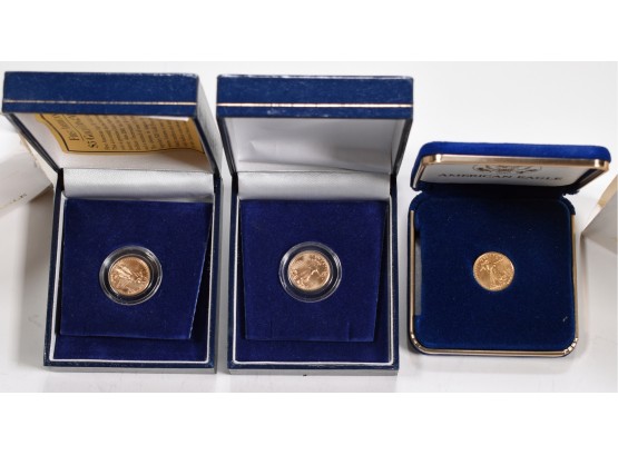 Three 1/10 Oz  American Gold Eagle Coins (CTF10)