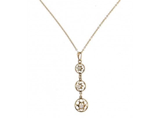 Delicate Antique Necklace W/Diamond Pendant(CT F10)