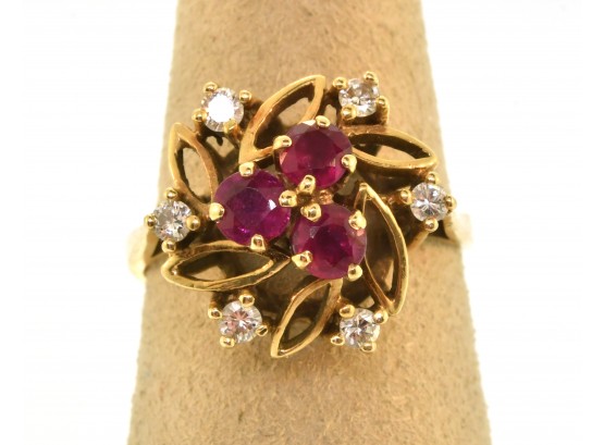 14k Gold Diamond And Ruby Ring (CTF)