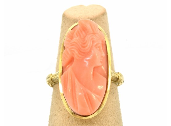 14k Gold Carved Coral Ring (CTF10)
