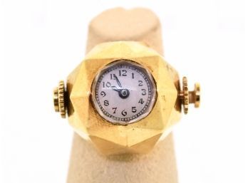 Vintage French 18k Gold Watch Ring (CTF10)