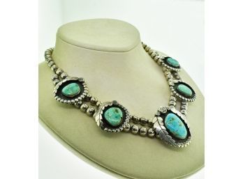 Native American Silver Turquoise Necklace (CTF10)