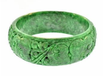 Asian Carved Green Jade Bangle (CTF10)