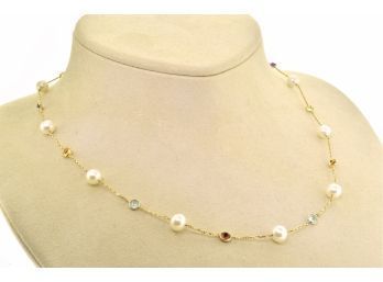 Pearl & Gem Station Necklace (CTF10)