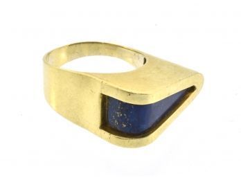 14k Gold And Lapis Modernist Ring