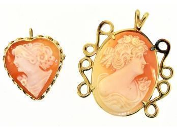 Two 14k Gold Cameo Pins (CTF10)