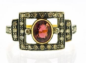 Antique Garnet And Diamond Ring (CTF10)