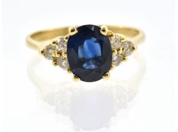 Classic 14k Sapphire And Diamond Ring (CTF10)