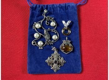 Four Sterling Silver Pendants, 54 Grams (CTF10)