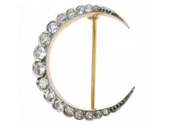 Antique Diamond And Gold Crescent Pin (CTF10)