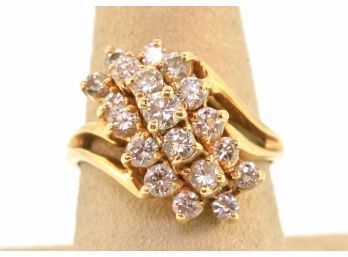 14k Gold Diamond Cluster Ring (CTF10)