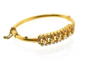 Antique 14k Gold & Pearl Bracelet (CTF10)