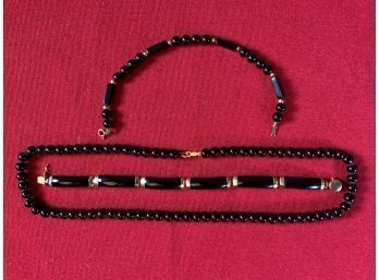 Black Onyx & Gold Bracelets And Necklace (CTF10)