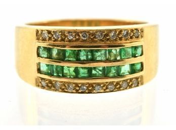 14k Gold Diamond And Emerald Ring (CTF10)