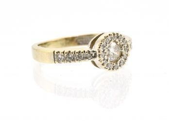 14k Gold Halo Style Diamond Ring (CTF10)