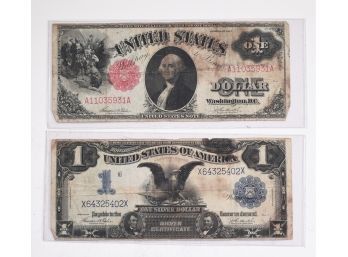 Two Large Sized US One Dollar Notes, 1917 & 1899 (CTF10)