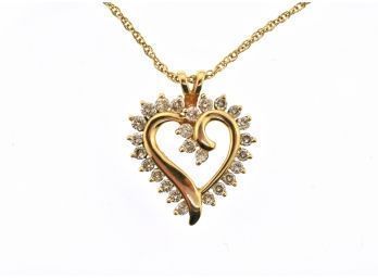 14k Necklace W/Diamond Heart Pendant (CTF10)