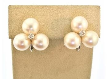 Tiffany Pearl & Diamond Earrings (CTF10)