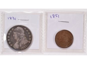 1851 Half Cent And 1831 Bust Half Dollar (CTF10)