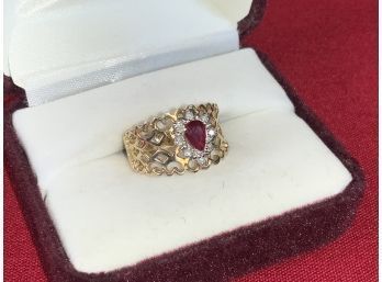 14k Gold Ruby And Diamond Ring (CTF10)
