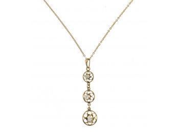 Delicate Antique Necklace W/Diamond Pendant(CT F10)