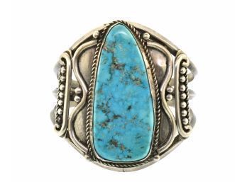 Native American Silver And Turquoise Bracelet (CTF10)