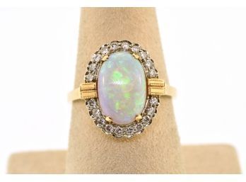 Vintage 14k Gold Diamond & Opal Ring (CTF10)