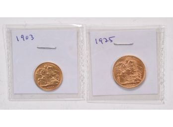1903 Half Sovereign And 1925 Sovereign Gold Coins (CTF10)