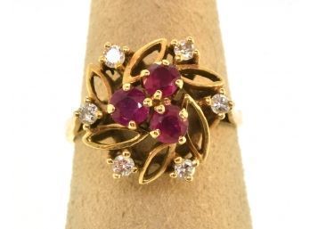 14k Gold Diamond And Ruby Ring (CTF)