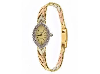 Ladies 14k Gold And Diamond Wrist Watch (CTF10)