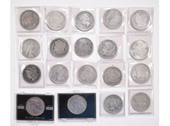 19 Assorted Morgan And Peace Silver Dollars (CTF10)