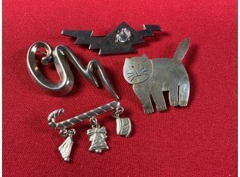 Four Mexican Sterling Silver Pins, 50 Grams (CTF10)