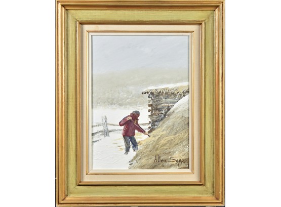 Allen Sapp Very Cold Day, Acrylic On Canvas (CTF10)