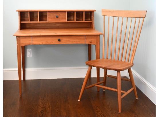Pompanoosuc Mills Cherry Canterbury Writing Desk & Mason Side Chair, $2,500 New (CTF30)