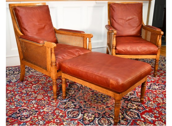Fine Pair Of Regency Style Leather Armchairs (CTF40)