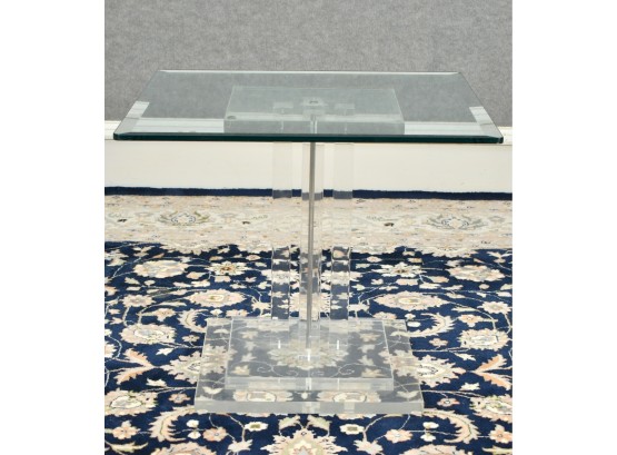 Acrylic/ Lucite Pedestal Base Glass Top Table (CTF20)