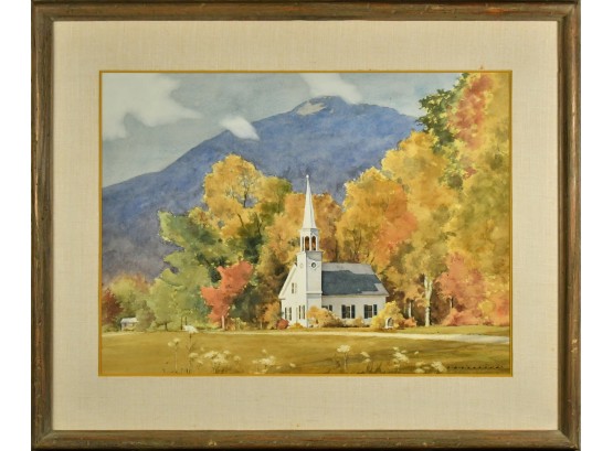 Phillip Brown Parsons, Country Landscape With Church, Watercolor (CTF10)