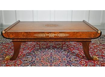 High End Regency Style Leather And Burlwood Coffee Table (CTF40)