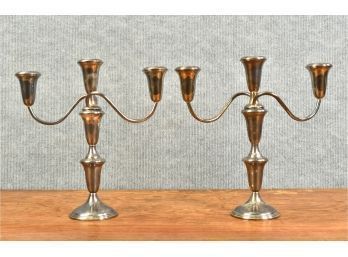 Pair Of Sterling Silver Weighted Candelabras (CTF10)