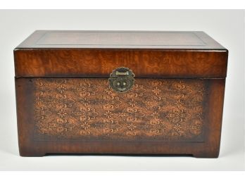 Small Decorative Wooden Box With Faux Leather (CTF10)