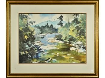 Phillip Brown Parsons, Wooded Mountainous Stream, Watercolor (CTF10)
