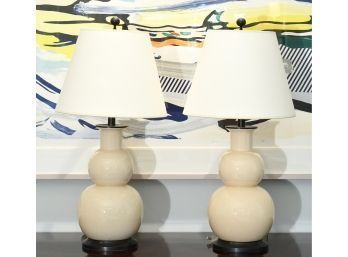 Pr Porcelain Double Gourd Shape Lamps  (CTF10)