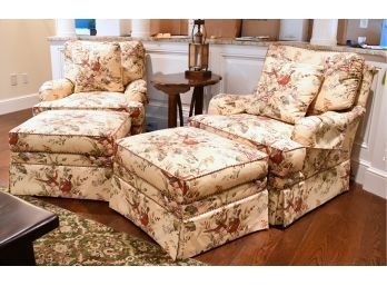 Pair Of Classic Charles Of London Club Chairs And Ottomans, $3,500 New (CTF50)