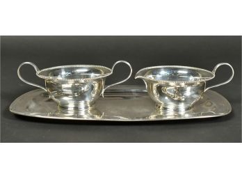 Manchester Sterling Tray, Creamer And Sugar, 14.4 Ozt (CTF10)