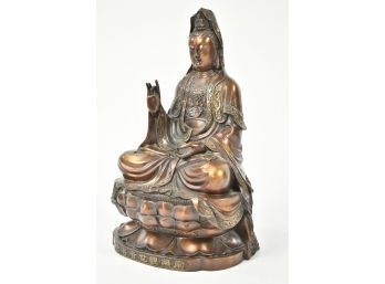 20th C. Bronze Sculpture, Seated Quan Yin Figure (CTF10)