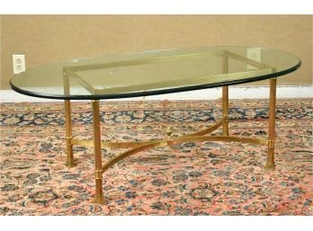 Labarge Brass Coffee Table With Oval Glass Top (CTF20)