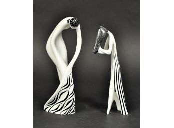 Two Cmielow Porcelain Women Statuettes (CTF10)